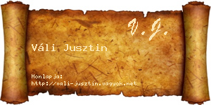 Váli Jusztin névjegykártya